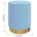 vidaXL Tabouret de rangement rond Bleu clair Velours