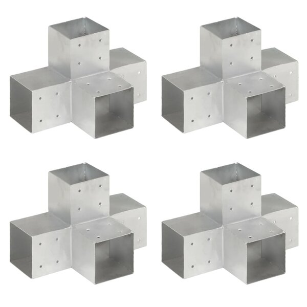 vidaXL Connecteurs de poteau 4Pièces Forme en X Métal galvanisé 101x101mm