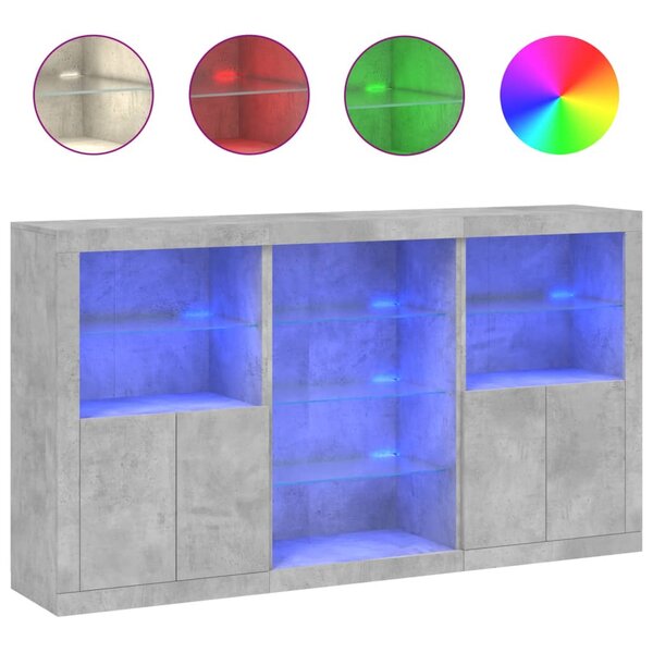 vidaXL Buffet avec lumières LED gris béton 181 5x37x100 cm