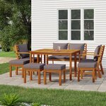 vidaXL Ensemble à manger de jardin coussins 9 Pièces Bois acacia
