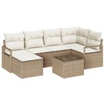 Ensemble de 7 pièces de canapés de jardin avec coussins en rotin synthétique marron