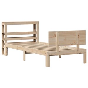 vidaXL Cadre de lit avec tête de lit 90x190 cm bois de pin massif