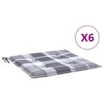 vidaXL Coussins de chaise de jardin 6 Pièces carreaux gris 40x40x3 cm