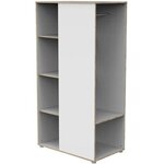 Meuble de rangement enfant - En bois blanc et chant bois - Avec étageres et penderie
