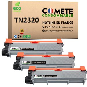 TN2320 - Pack de 3 Toners Compatible avec Brother TN2320 Noir - Entreprise française