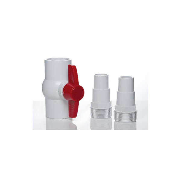 Vanne filtration ouverture/ fermeture  1/4 de tour +  2 embouts cannelés Ø 38mm