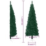 vidaXL Demi sapin de Noël artificiel mince avec support Vert 210 cm