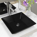 vidaXL Lavabo Céramique carré Noir 41 5 x 41 5 x 12 cm