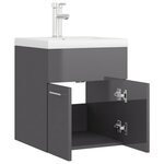 vidaXL Armoire d'évier lavabo intégré gris brillant bois d'ingénierie