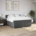 vidaXL Sommier à lattes de lit avec matelas Gris foncé 200x200cm Tissu