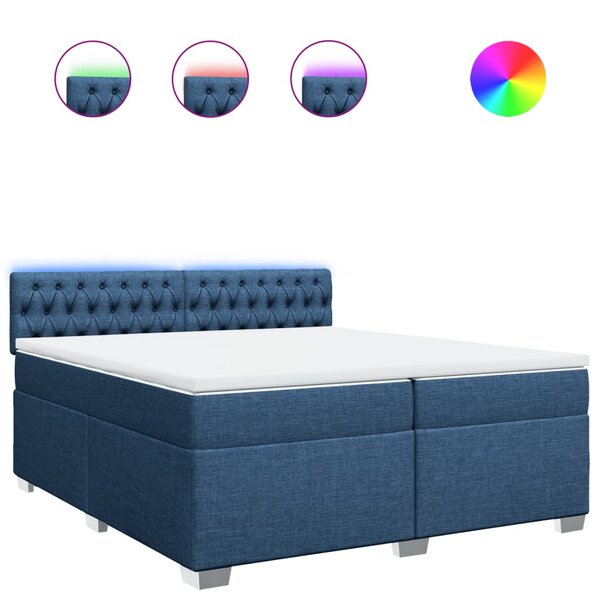 vidaXL Sommier à lattes de lit avec matelas Bleu 200x200 cm Tissu