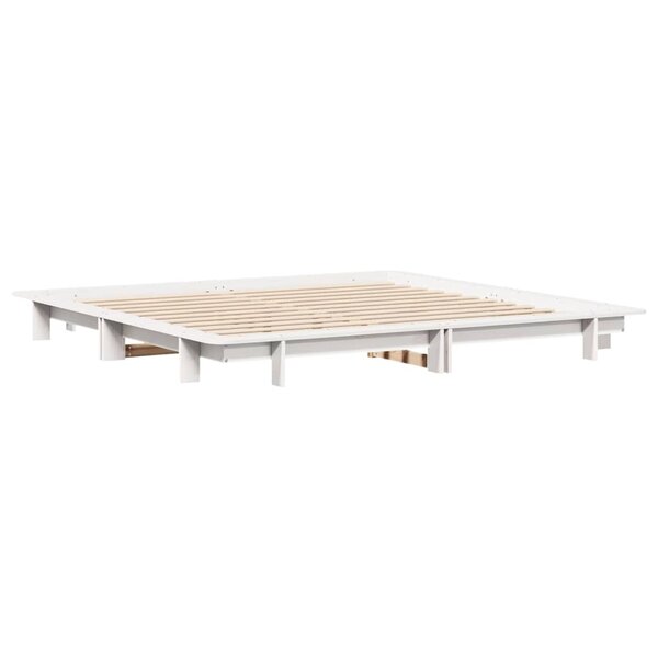 vidaXL Cadre de lit sans matelas blanc 200x200 cm bois massif de pin