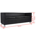 vidaXL Jeu de canapé à 2 places et à 3 places Cuir synthétique Noir