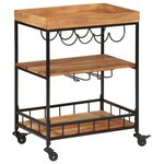 vidaXL Chariot de bar 60x40x80 cm bois massif d'acacia et fer
