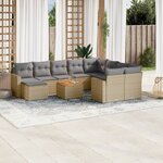 vidaXL Salon de jardin 11 Pièces avec coussins beige résine tressée
