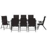 vidaXL Ensemble de 9 pièces pour repas en jardin noir rattan poly