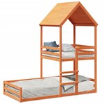 vidaXL Lit superposé avec toit cire marron 80x200cm bois massif de pin