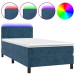 vidaXL Sommier à lattes de lit avec matelas et LED Bleu foncé 90x190cm