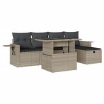 vidaXL Salon de jardin 6 Pièces avec coussins gris clair résine tressée