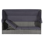 Lit de jardin avec auvent gris 205 x 62 cm résine tressée 02_0011998