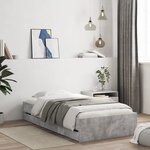 vidaXL Cadre de lit avec tiroirs sans matelas gris béton 90x200 cm