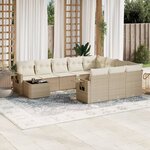 vidaXL Salon de jardin 11 Pièces avec coussins beige résine tressée