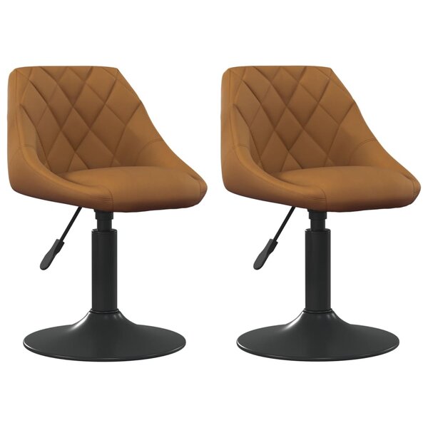 Vidaxl chaises pivotantes à dîner 2 pcs marron velours