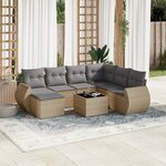 vidaXL Salon de jardin avec coussins 8 Pièces beige résine tressée