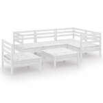 Salon de jardin meuble d'extérieur ensemble de mobilier 6 pièces bois de pin massif blanc 02_0017008