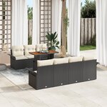 Ensemble de Canapé de Jardin de 8 Pièces avec Coussins en Poly Rattan Noir