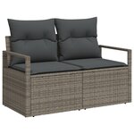 Set de Canapé de Jardin 6 Pièces avec Coussins Gris Rattan Poly