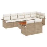 vidaXL Ensemble de canapé de jardin 9 pièces avec coussins beige poly rattan acacia