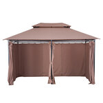 Tonnelle barnum pavillon de jardin style colonial double toit toiles latérales amovibles 3L x 4l x 2 65H m chocolat