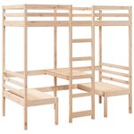vidaXL Lit mezzanine avec bureau et chaises 80x200 cm pin massif