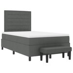vidaXL Lit à ressorts avec matelas et banc gris foncé 120x200 cm en tissu