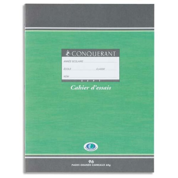 Cahier de brouillon 17x22 cm, 48 pages 56 g/m²  grands carreaux Seyès, couverture en carte 90 g/m²  avec tables de multiplication (paquet 20 unités)