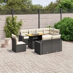 vidaXL Salon de jardin 9 Pièces avec coussins noir résine tressée