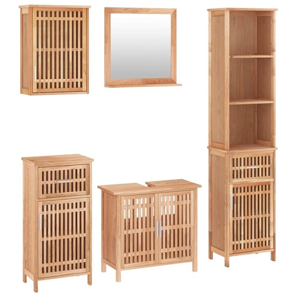 vidaXL Ensemble de meubles de salle de bain 5 Pièces bois massif de noyer
