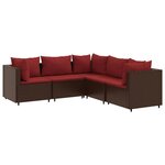 vidaXL Salon de jardin 5 Pièces avec coussins Marron Résine tressée