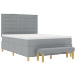 vidaXL Lit à Sommier Tapissier avec Matelas et Banc Gris Clair 140x190 cm Tissu