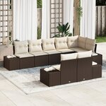 vidaXL Set de canapés de jardin de 8 pièces avec coussins marron poly rattan