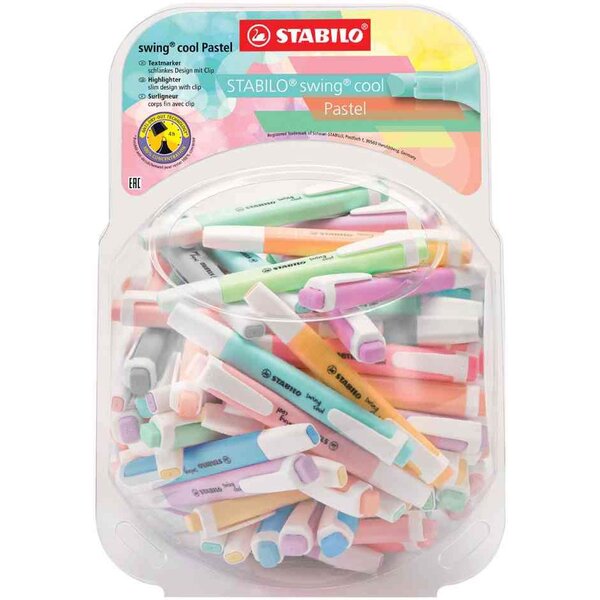 Surligneur swing cool Pastel  bonbonnière de 100 STABILO