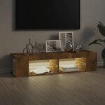 vidaXL Meuble TV avec lumières LED chêne fumé 135x39x30 cm
