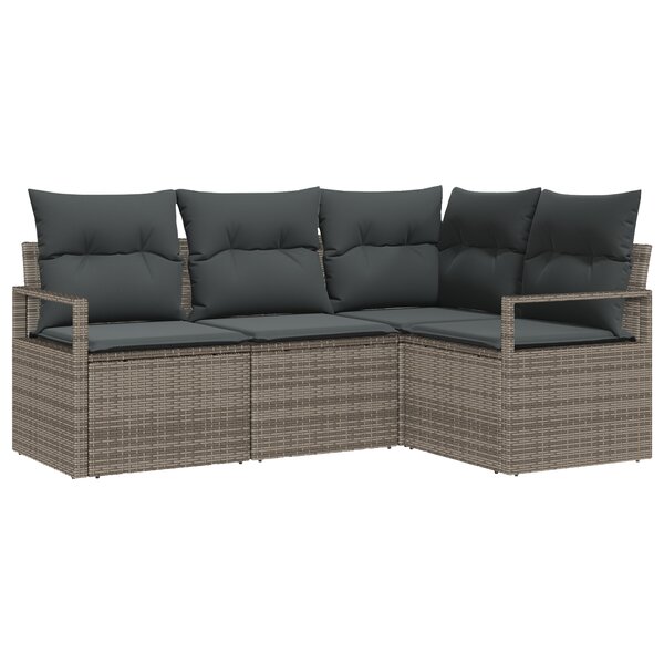 Ensemble de canapés de jardin vidaXL 4 pièces avec coussins gris rotin synthétique