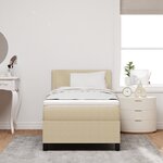 vidaXL Lit Sommier avec Matelas & Lumière LED Beige 80x200 cm Tissu Côtelé