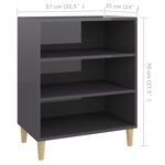 vidaXL Buffet gris brillant 57x35x70 cm bois d'ingénierie