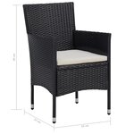 vidaXL Ensemble à manger d'extérieur 5Pièces Noir Résine tressée et verre