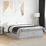 vidaXL Cadre de lit avec lumières LED gris béton 160x200 cm