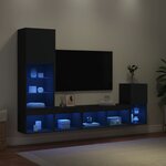 vidaXL Unités murales TV avec LED 4 Pièces noir bois d'ingénierie