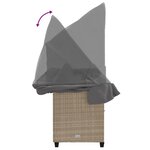 vidaXL Chaise longue avec auvent et coussins beige résine tressée